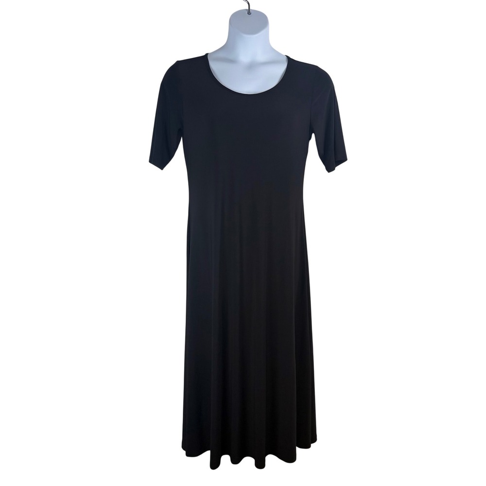Attitudes by Renee MP Solid Black Como Jersey Short Sleeve Maxi Dress A455296